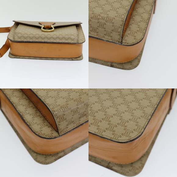 CELINE Macadam Canvas Shoulder Bag Beige Gold - Picture 10 of 13